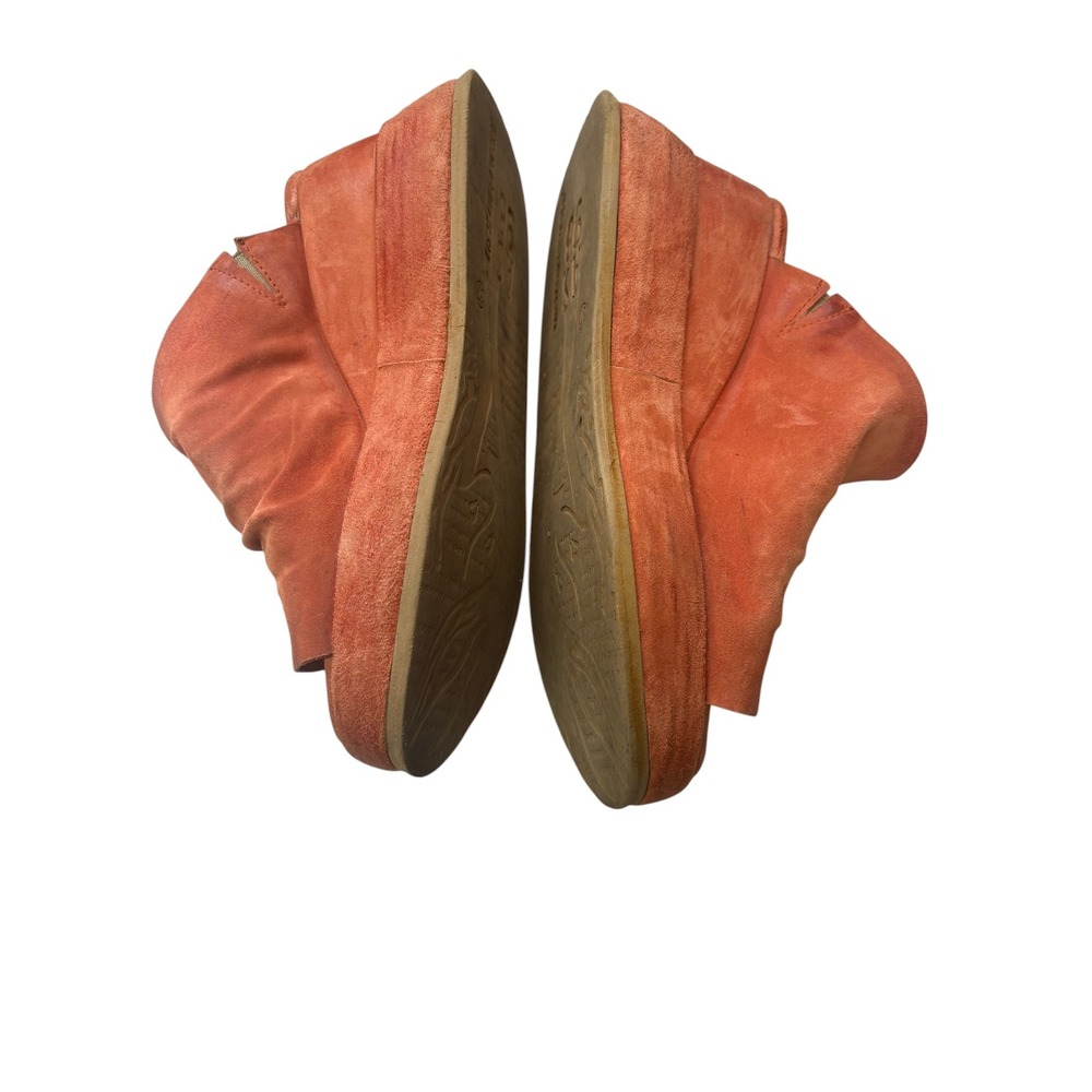A.S.98 Rafe Orange Leather Platform Wedge Sandals Distressed Slip On Shoes 37 - Picture 7 of 12